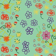 seamless floral pattern plowed green