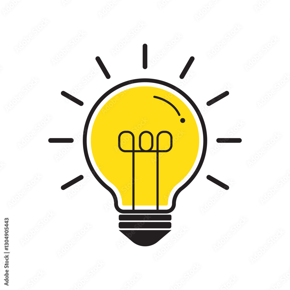 Poster yellow lightbulb on white background for creative thinking idea and problem solving solution concept