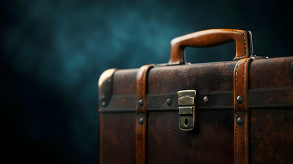 A close-up of a vintage leather suitcase, capturing timeless travel elegance and adventure.
