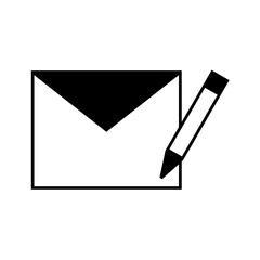 write message icon, envelope with pencil, simple flat style, illustration, logo sign symbol pictogram template, for ui or ux isolated on white for mobile app, editable