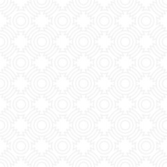 Seamless trend ornament of circles and arcs, geometric white shapes for textiles and wallpaper. Abstract panoramic pattern on a gray background for a New Year or wedding cover or card.