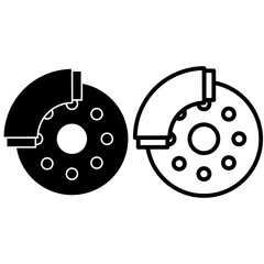 car braking disc icon, simple flat style, illustration, logo sign symbol pictogram template, for ui or ux isolated on white for mobile app, editable