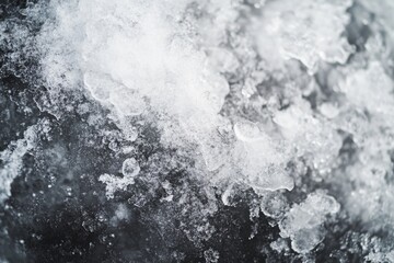 Close-up icy texture on frozen ground