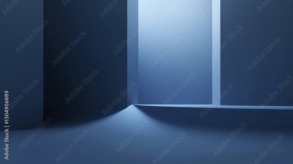 Aufkleber minimalistic blue backdrop with soft shading and geometric shapes