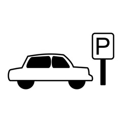 parking icon, simple flat style, illustration, logo sign symbol pictogram template, for ui or ux isolated on white for mobile app, editable