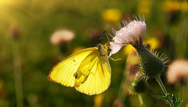 cloudless sulphur butterfly phoebis sennae in open fields commonly found in the americas