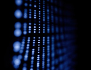 blue binary code on a black background, computer generated abstract background, close up. Blue Matrix Lights