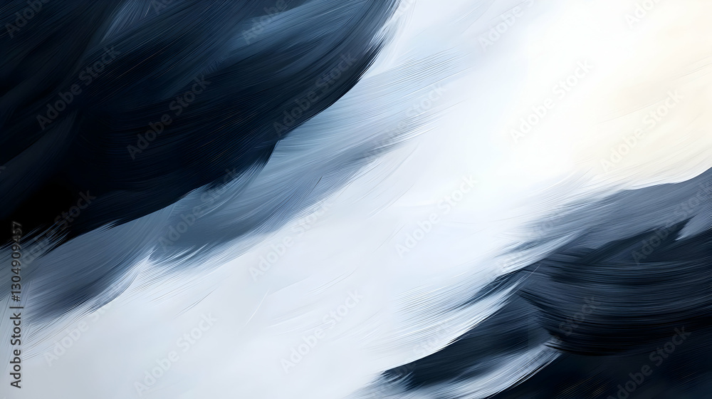 Poster a dynamic blend of dark and light abstract strokes, creating a sense of movement and emotion in a vi