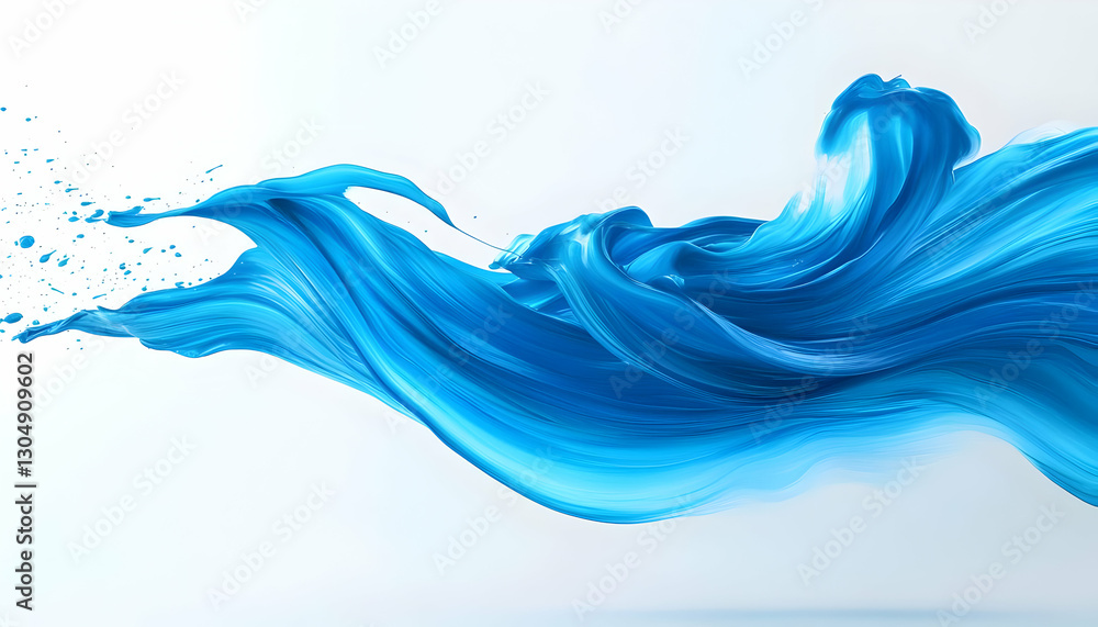 Poster a fluid wave of vibrant blue paint flows elegantly, creating a stunning visual effect that captivate