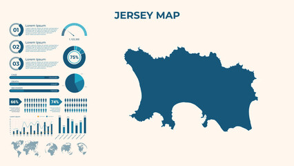 Infographic Map of Jersey. Vector Map of a global map in the form of regions of Jersey. Vector Illustration