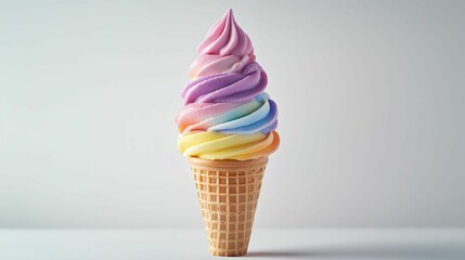 Rainbow Swirl Soft Serve Ice Cream Cone