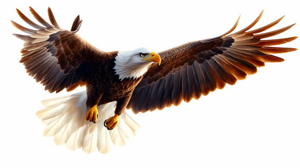 Obraz premium A majestic eagle soaring through the sky, showcasing its powerful wings and keen eyes. A symbol of freedom and strength.