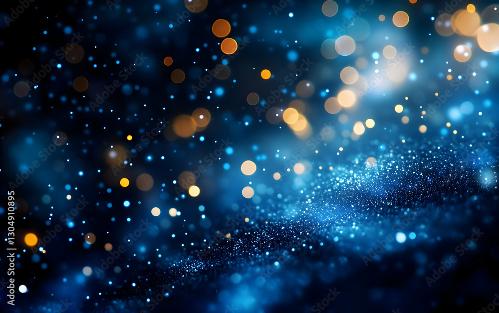 Poster a mesmerizing blue bokeh background with sparkling lights, perfect for adding depth and creativity t