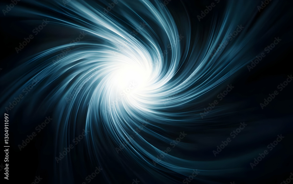 Poster a mesmerizing swirl of light representing energy and movement in a dark void, conveying a sense of c