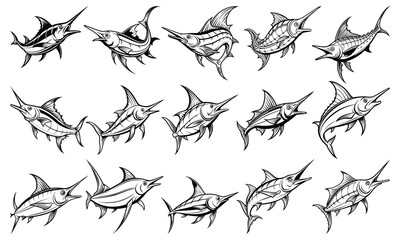 Intricate Swordfish Coloring Page for Adults, Beautiful Line Art for Stress Relief and Relaxation, Ideal for Adult Coloring Books or Printable Art Therapy, High-Resolution Illustration.
