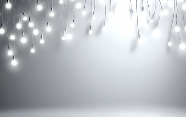 A minimalistic backdrop featuring glowing bulbs hanging from the ceiling, ideal for creative projects and modern designs.