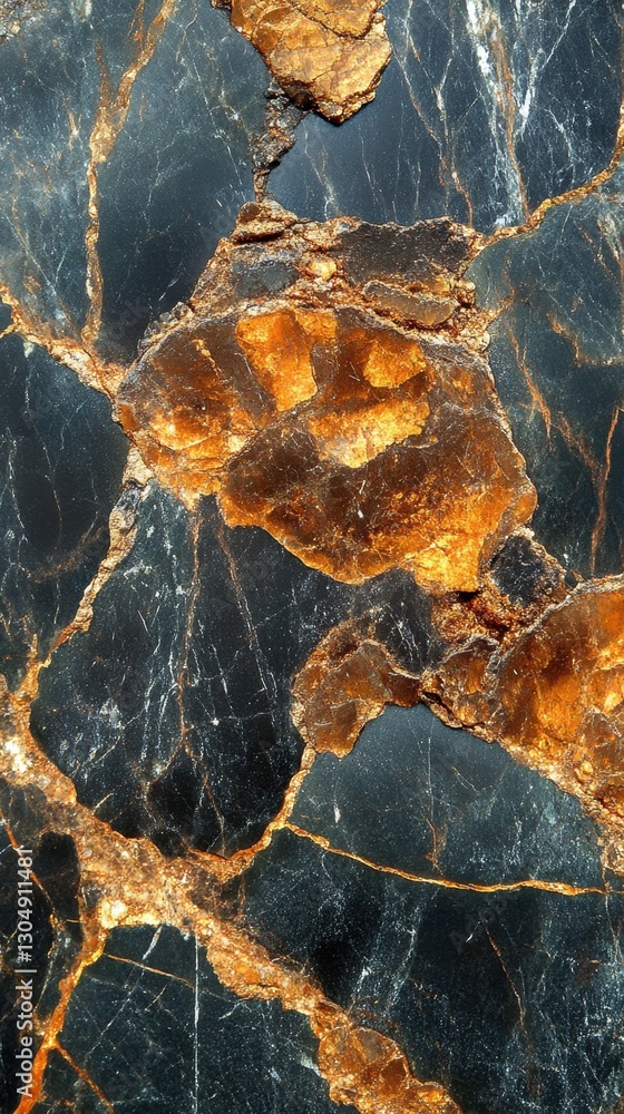 Poster captivating close up of elegant black marble with striking golden veins creating a luxurious texture