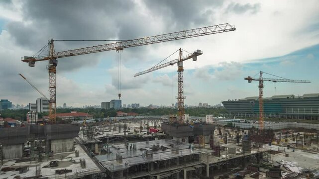 Construction site progress start to finish complete long term time lapse