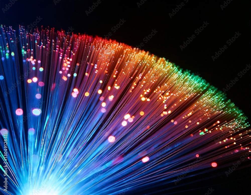 Poster digital colorfull light fibers accelerating dynamic colorfull optical fibers emitting light represen