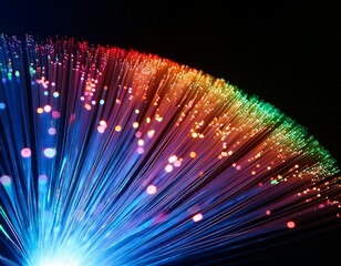 digital colorfull light fibers accelerating dynamic colorfull optical fibers emitting light representing high speed data transfer and connectivity