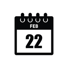 calender icon, 22 february icon with white background