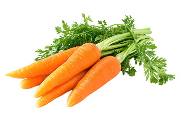a bunch of carrots with leaves on a white surface