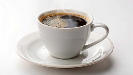 Fototapeta premium Hot Coffee in White Cup and Saucer