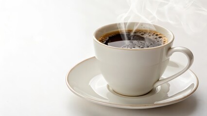 Obraz premium Hot Coffee in White Cup and Saucer
