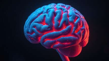 Brain Network Illuminated Cognitive Function Showing Neural Connections and Activity
