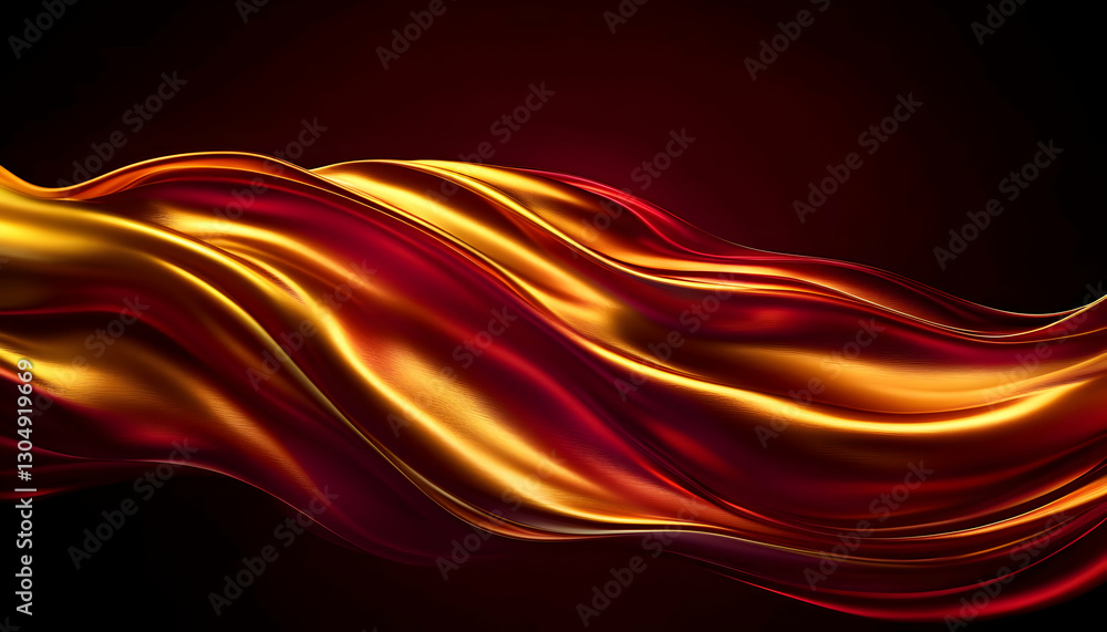 Aufkleber a vibrant, flowing wave of red and gold colors, creating a dynamic and elegant abstract backdrop for