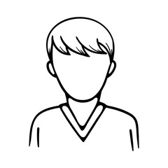 Black and white silhouette of a boy. Vector illustration of a person for avatar, icon, sticker