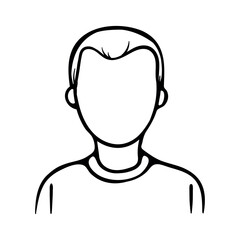 Male silhouette. Black and white vector illustration for avatar, icon, pictogram