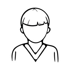 Black and white silhouette drawing of a boy. Vector illustration for no avatar, icon, symbol, pictogram