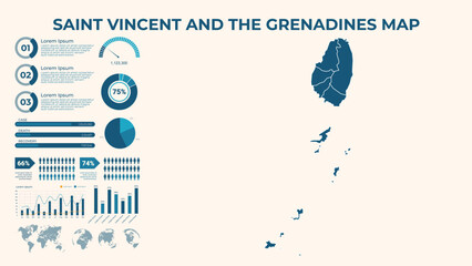 Infographic Map of Saint Vincent and the Grenadines. Vector Map of a global map in the form of regions of Saint Vincent and the Grenadines. Vector Illustration