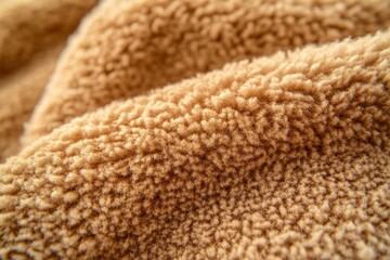 Close-up of warm tan fleece fabric texture