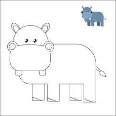 children's educational game. logical tasks. coloring. jellyfish, hippopotamus, lion, animals and fish
