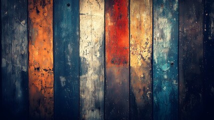 Abstract Grunge Texture of Multi-Colored Weathered Wooden Panels for Background Design