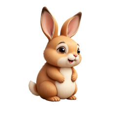 Fototapeta premium Cartoon Bunny with Big Eyes and Transparent Background