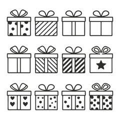 Simple Gift Box Line Illustrations Elegant Present and Package Designs