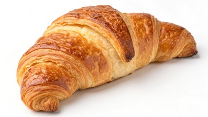 Single Croissant on White Background