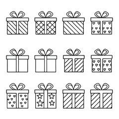 Gift Box Line Art Collection Stylish and Minimalist Present Icons