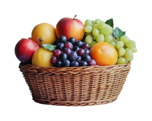 Fresh fruit basket display bright healthy eating isolated on transparent background png