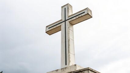 Stone Cross on White Background