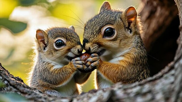 squirrels are eating nuts footage