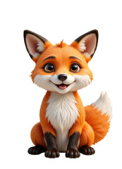 Obraz premium Cartoon Fox Sitting with Transparent Background