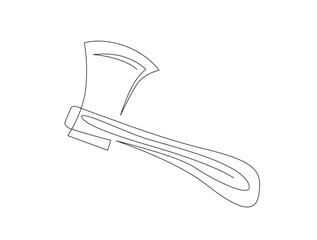 Continuous one line drawing of axe design. Axe in single line draw illustration. Editable stroke.
