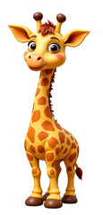 Obraz premium Cartoon Giraffe with Big Eyes and Brown Spots, transparent background