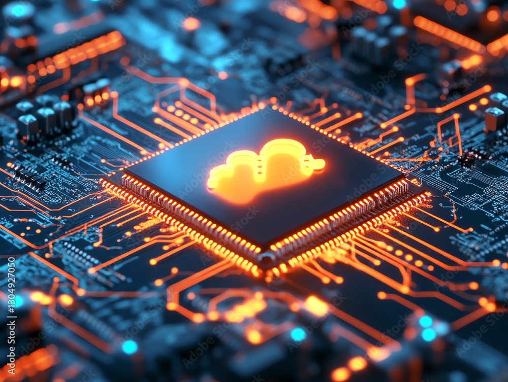 Poster futuristic circuit board design with detailed cpu processor