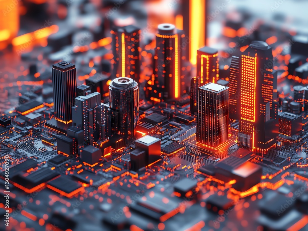 Poster futuristic circuit board with intricate cpu processor