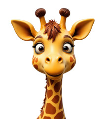 Obraz premium Cartoon Giraffe with Brown Spots, transparent background